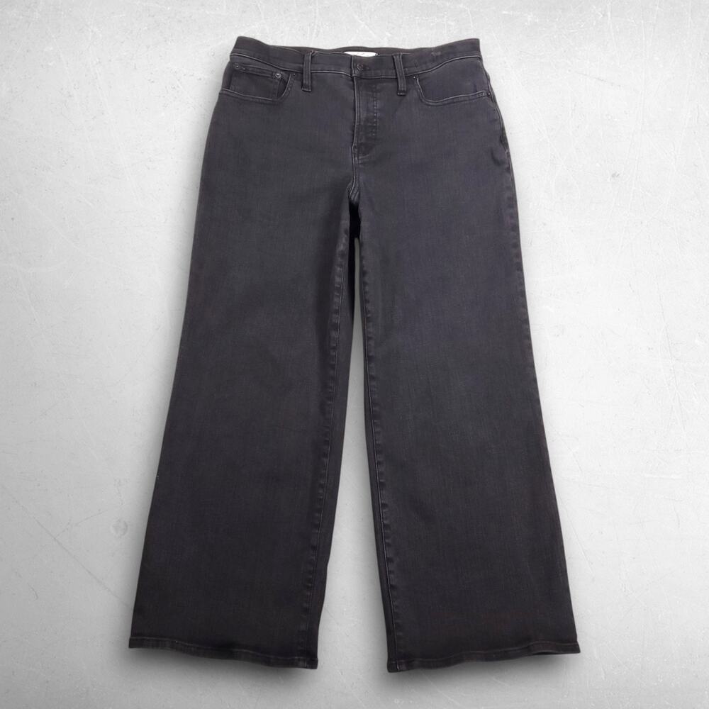 Madewell The Perfect Vintage Wide-Leg Jean Women 31P Black Stretch 90s‎ Boho